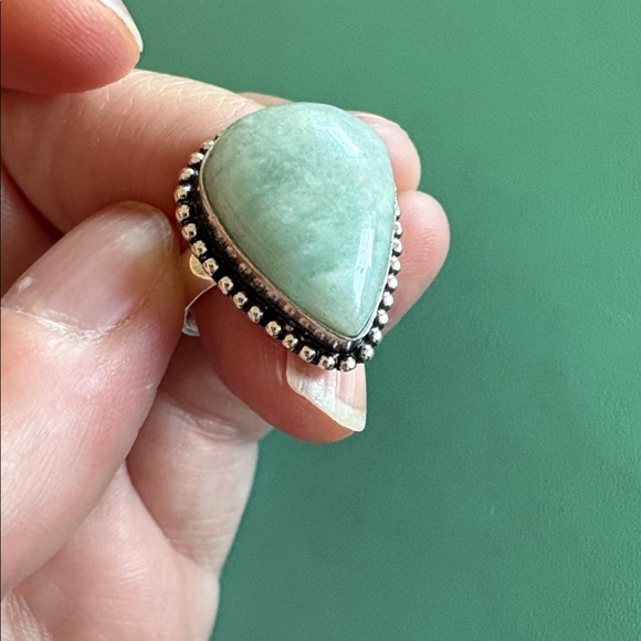 ๐ Artisan Made Eureka Springs AR:Teardrop Aqua Chalcedony 925 Sterling Ring Sz 8 - Picture 5 of 11